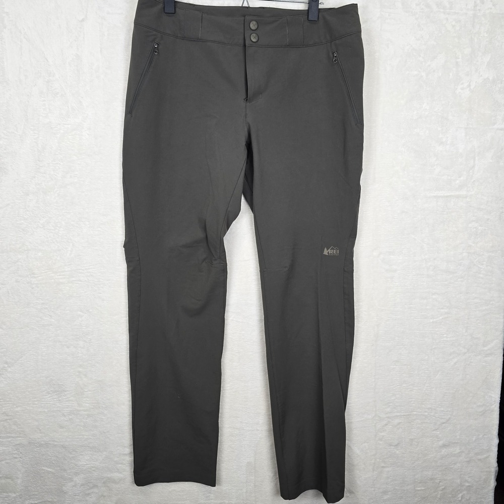 REI Co-op Womens Hiking Nylon Pants Gray Stretch 892171 Size 12 Semi-Fitted